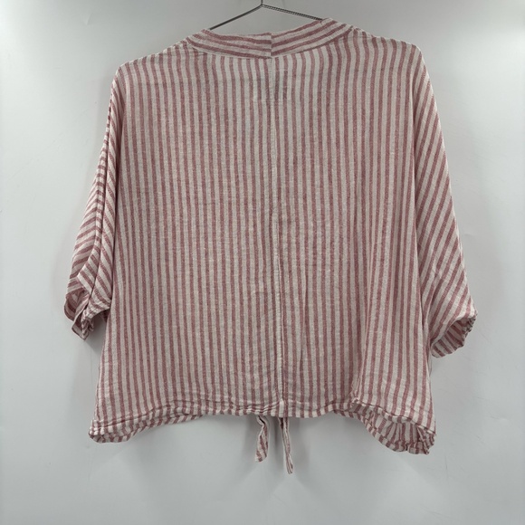 Rails Relaxed Short Sleeve Button Down Tie Knot Top Striped Size Medium - Picture 6 of 6